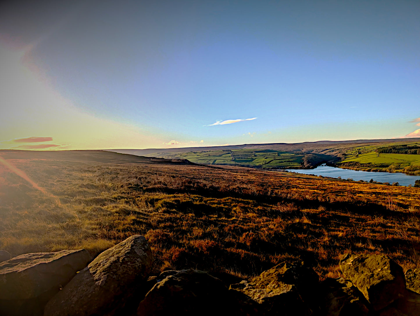 Golden Hour View Across Lake and Farmland Bundle