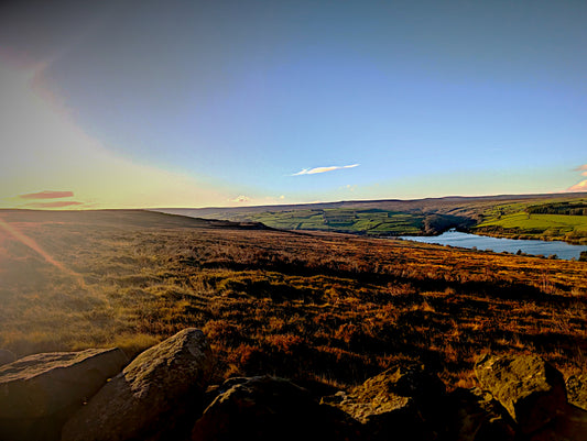 Golden Hour View Across Lake and Farmland Bundle